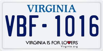 VA license plate VBF1016