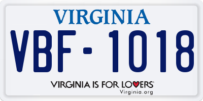 VA license plate VBF1018