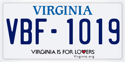 VA license plate VBF1019