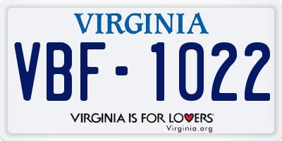 VA license plate VBF1022
