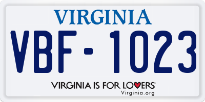 VA license plate VBF1023