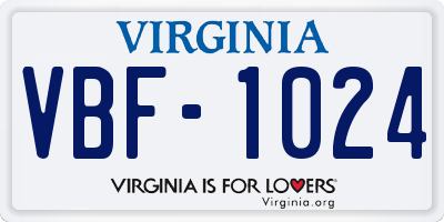 VA license plate VBF1024