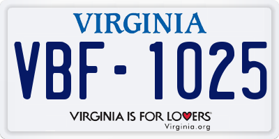 VA license plate VBF1025