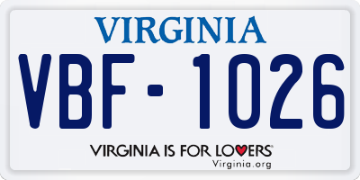 VA license plate VBF1026