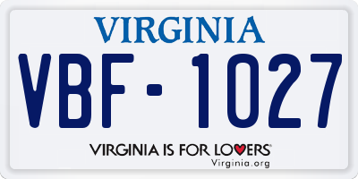 VA license plate VBF1027