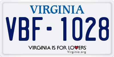 VA license plate VBF1028