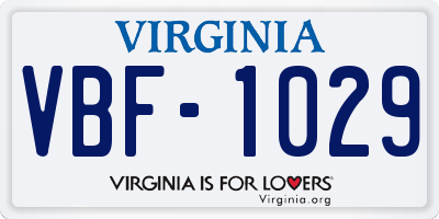 VA license plate VBF1029