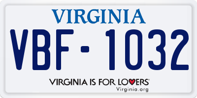 VA license plate VBF1032