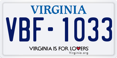 VA license plate VBF1033