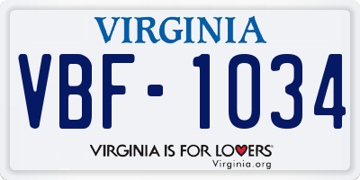 VA license plate VBF1034