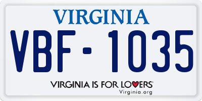 VA license plate VBF1035