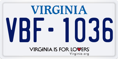 VA license plate VBF1036