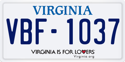 VA license plate VBF1037