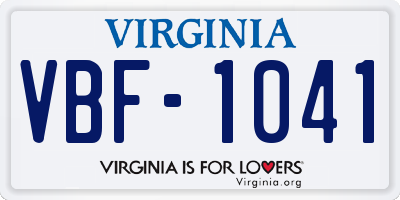 VA license plate VBF1041