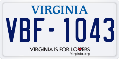 VA license plate VBF1043