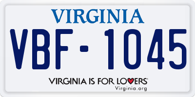 VA license plate VBF1045