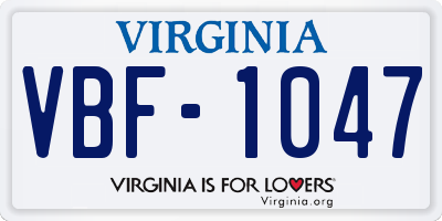 VA license plate VBF1047