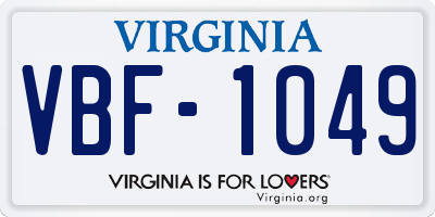 VA license plate VBF1049