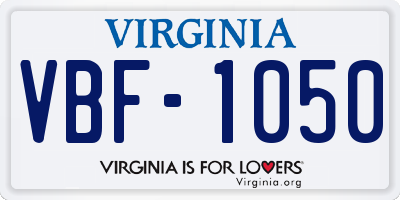 VA license plate VBF1050