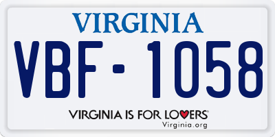VA license plate VBF1058