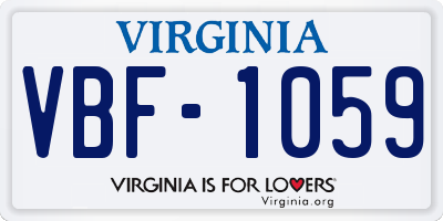 VA license plate VBF1059