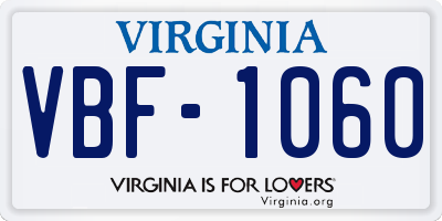 VA license plate VBF1060