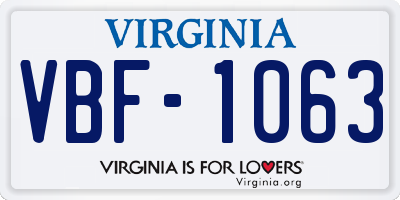 VA license plate VBF1063