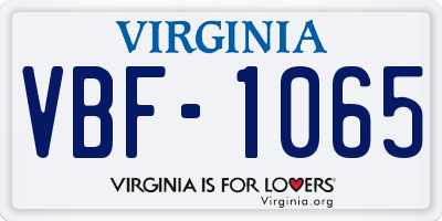VA license plate VBF1065