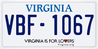 VA license plate VBF1067