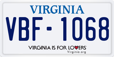 VA license plate VBF1068