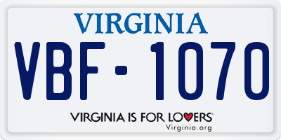 VA license plate VBF1070