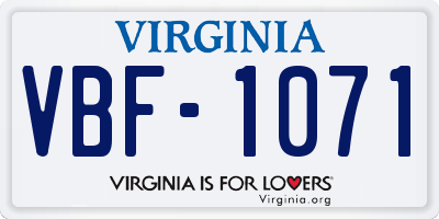 VA license plate VBF1071