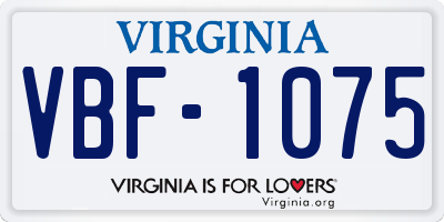 VA license plate VBF1075