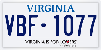 VA license plate VBF1077