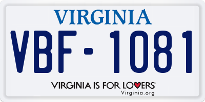 VA license plate VBF1081