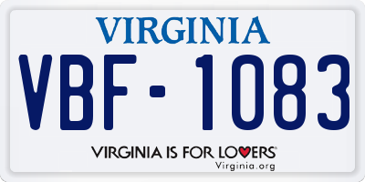 VA license plate VBF1083