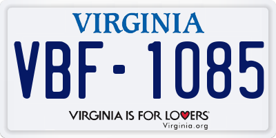 VA license plate VBF1085