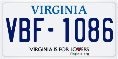 VA license plate VBF1086