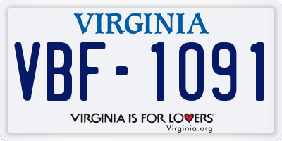 VA license plate VBF1091