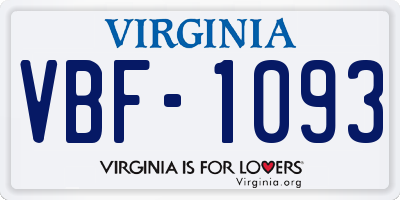 VA license plate VBF1093