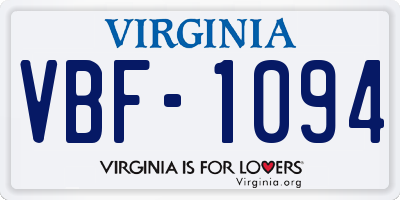 VA license plate VBF1094