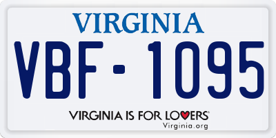 VA license plate VBF1095