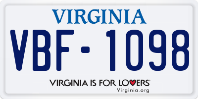 VA license plate VBF1098