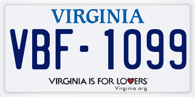 VA license plate VBF1099