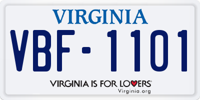 VA license plate VBF1101