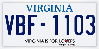 VA license plate VBF1103