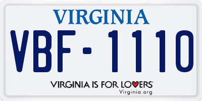 VA license plate VBF1110