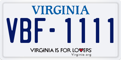 VA license plate VBF1111