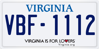VA license plate VBF1112