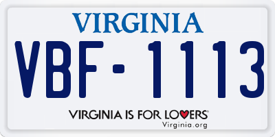 VA license plate VBF1113